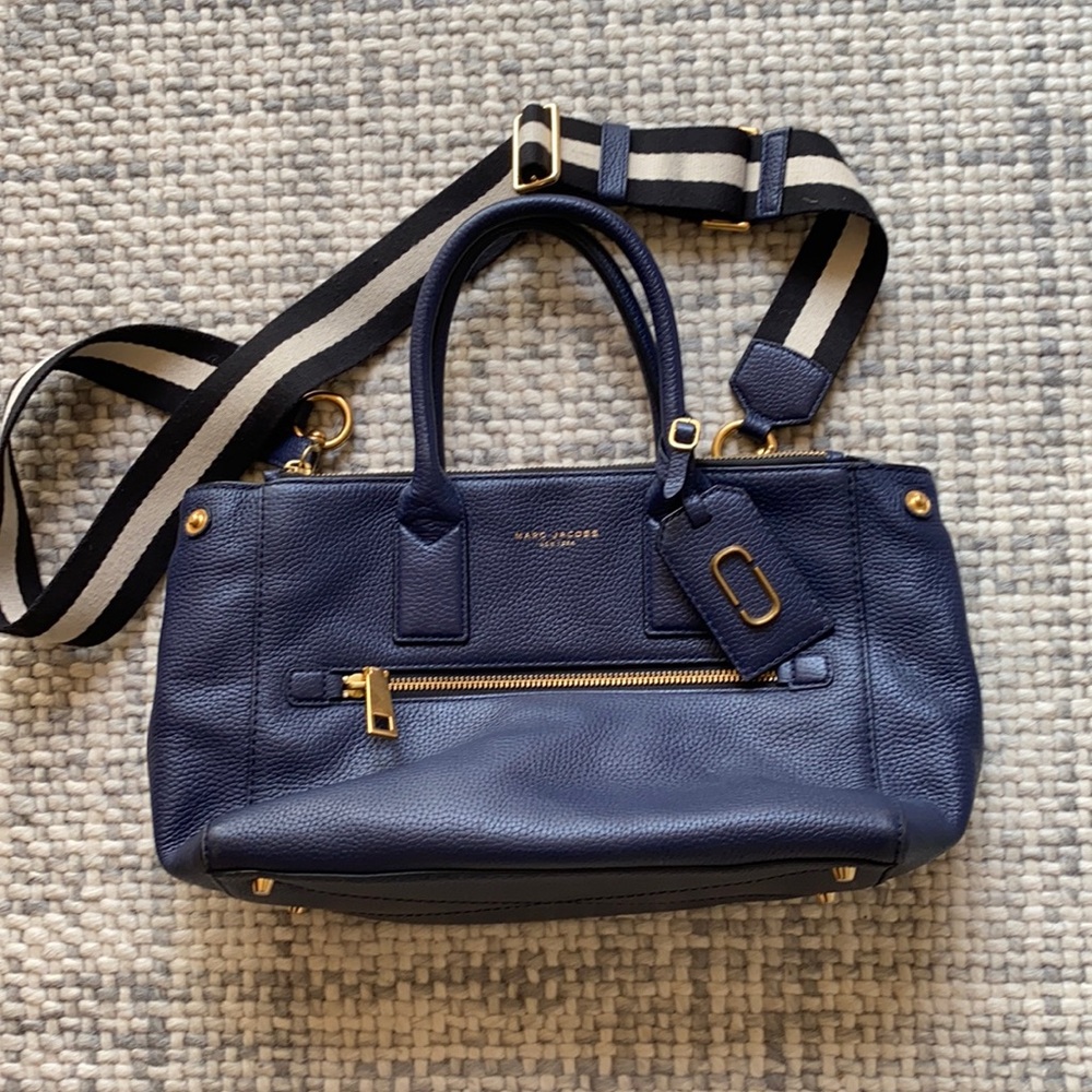 Marc Jacobs Navy Tote with Gold Hardware